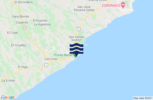 Mappa delle Getijden in San Carlos, Panama