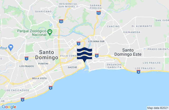 Mappa delle Getijden in San Carlos, Dominican Republic
