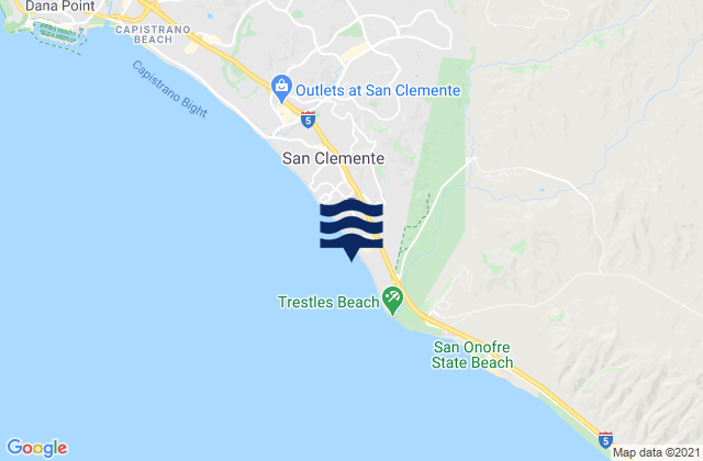 Mappa delle Getijden in San Clemente State Beach, United States