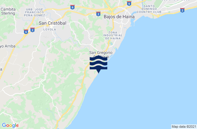 Mappa delle Getijden in San Cristóbal, Dominican Republic
