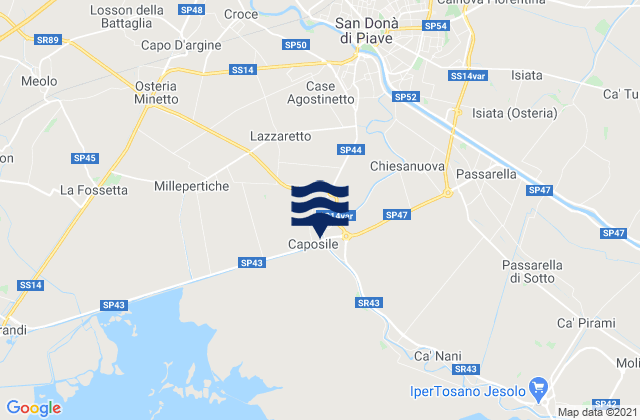 Mappa delle Getijden in San Donà di Piave, Italy