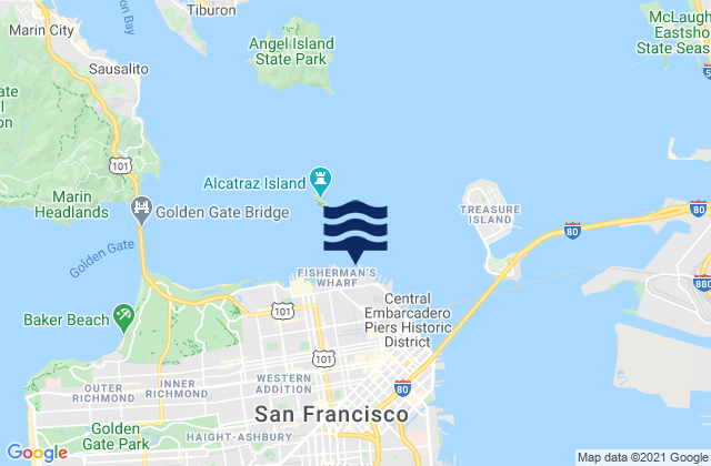 Mappa delle Getijden in San Francisco (North Point Pier 41), United States