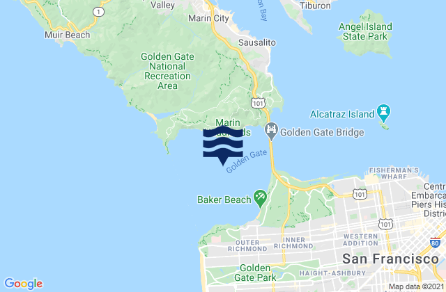 Mappa delle Getijden in San Francisco Bay Entrance (Outside), United States