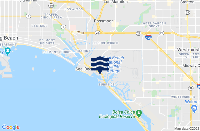 Mappa delle Getijden in San Gabriel Rivermouth, United States