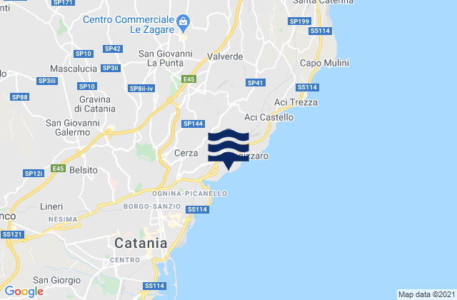 Mappa delle Getijden in San Gregorio di Catania, Italy