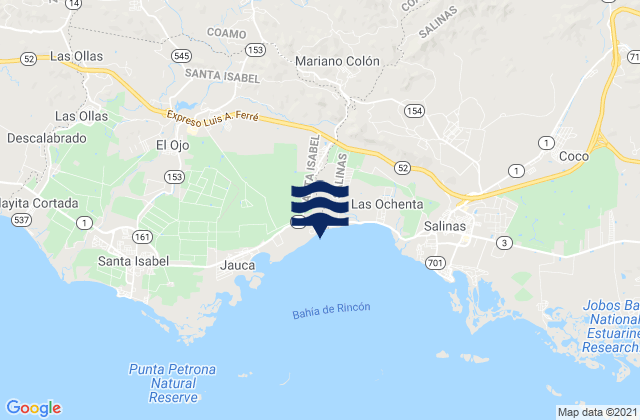 Mappa delle Getijden in San Ildefonso Barrio, Puerto Rico