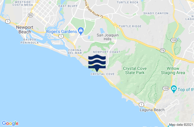 Mappa delle Getijden in San Joaquin Hills, United States