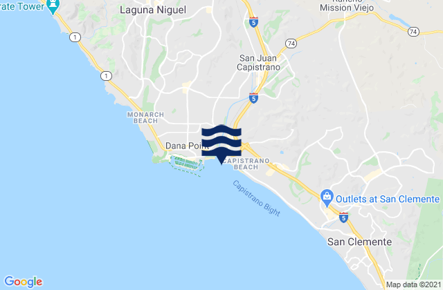 Mappa delle Getijden in San Juan Capistrano, United States