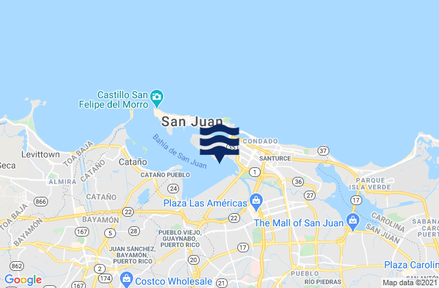 Mappa delle Getijden in San Juan, Puerto Rico