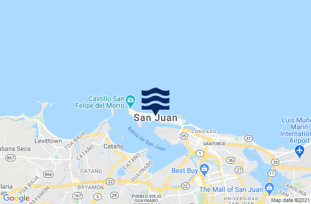 Mappa delle Getijden in San Juan, Puerto Rico