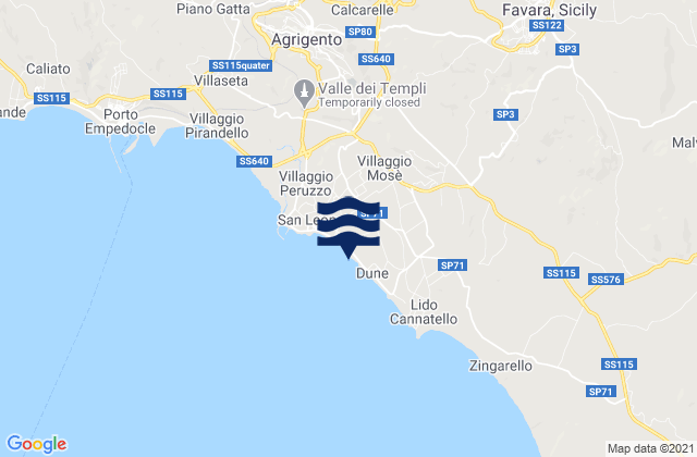 Mappa delle Getijden in San Leone, Italy