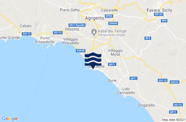 Mappa delle Getijden in San Leone Mosè, Italy