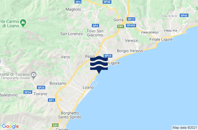 Mappa delle Getijden in San Lorenzo, Italy