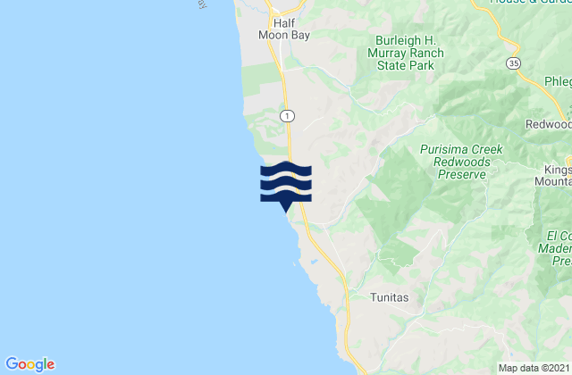 Mappa delle Getijden in San Mateo County, United States