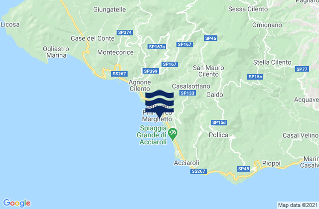 Mappa delle Getijden in San Mauro Cilento, Italy