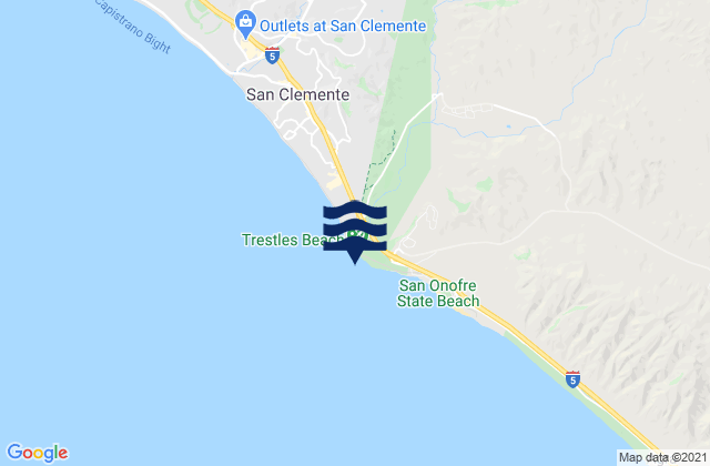 Mappa delle Getijden in San Onofre State Beach, United States