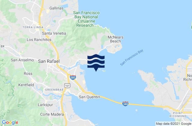 Mappa delle Getijden in San Rafael Bay, United States