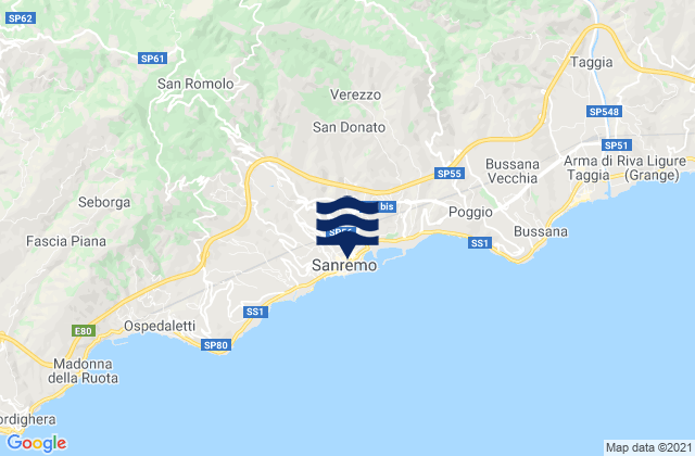 Mappa delle Getijden in San Remo, Italy