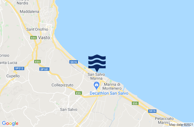 Mappa delle Getijden in San Salvo Marina, Italy