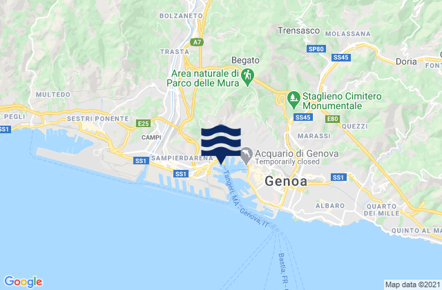 Mappa delle Getijden in San Teodoro, Italy