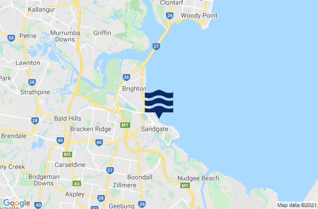 Mappa delle Getijden in Sandgate, Australia