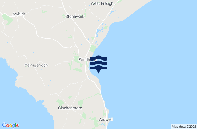 Mappa delle Getijden in Sandhead Bay, United Kingdom