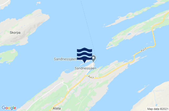 Mappa delle Getijden in Sandnessjøen, Norway
