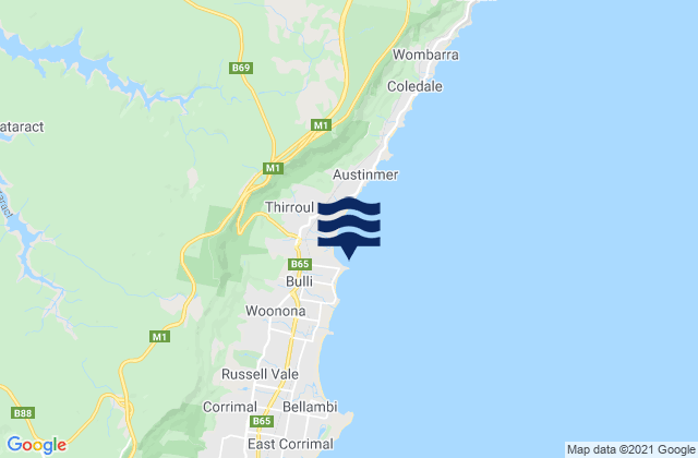 Mappa delle Getijden in Sandon Point, Australia