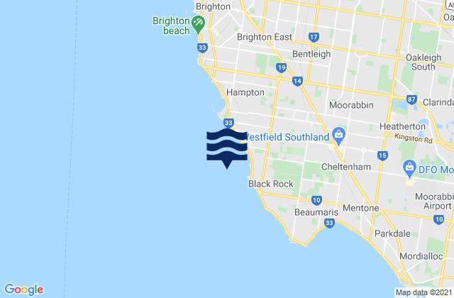Mappa delle Getijden in Sandringham, Australia