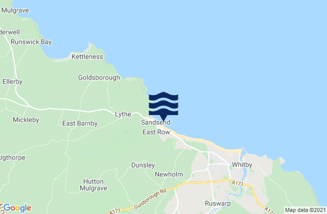 Mappa delle Getijden in Sandsend Beach, United Kingdom