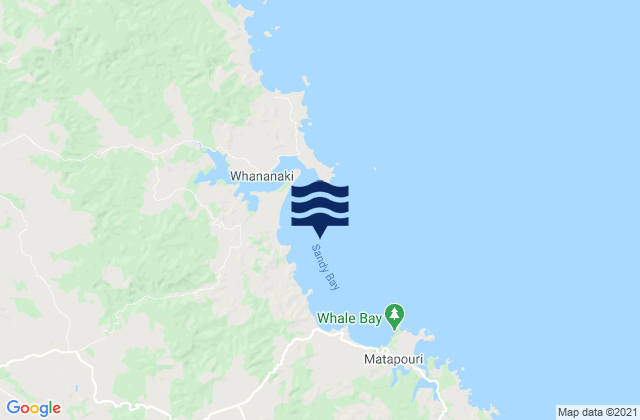 Mappa delle Getijden in Sandy Bay Beach, New Zealand