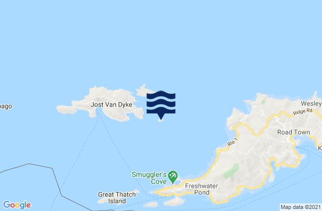 Mappa delle Getijden in Sandy Cay, U.S. Virgin Islands