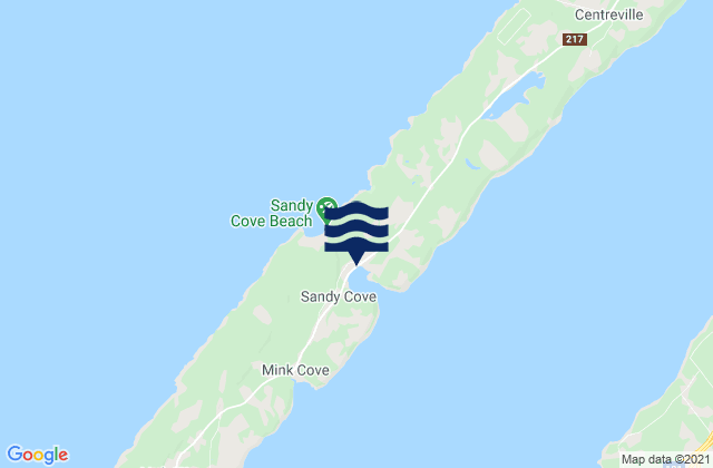 Mappa delle Getijden in Sandy Cove, Canada