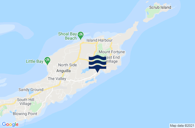 Mappa delle Getijden in Sandy Hill, Anguilla