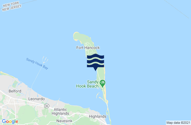 Mappa delle Getijden in Sandy Hook (Highlands), United States