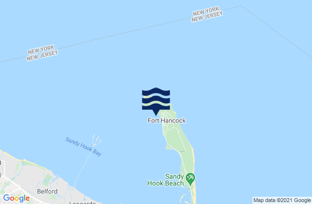 Mappa delle Getijden in Sandy Hook, United States