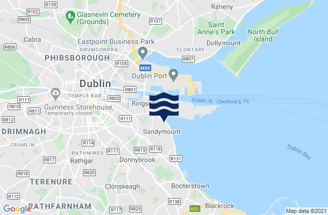Mappa delle Getijden in Sandy Mouth, Ireland