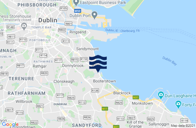 Mappa delle Getijden in Sandyford, Ireland