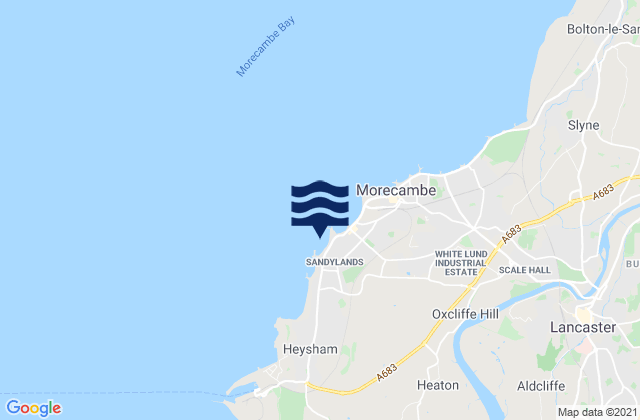 Mappa delle Getijden in Sandylands Beach, United Kingdom