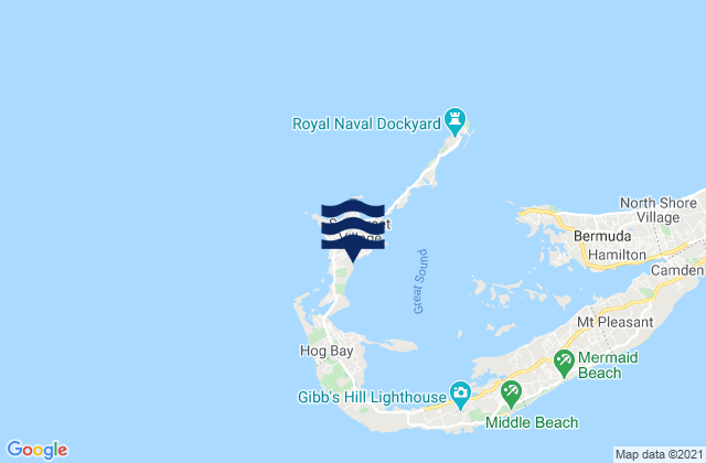 Mappa delle Getijden in Sandys Parish, Bermuda