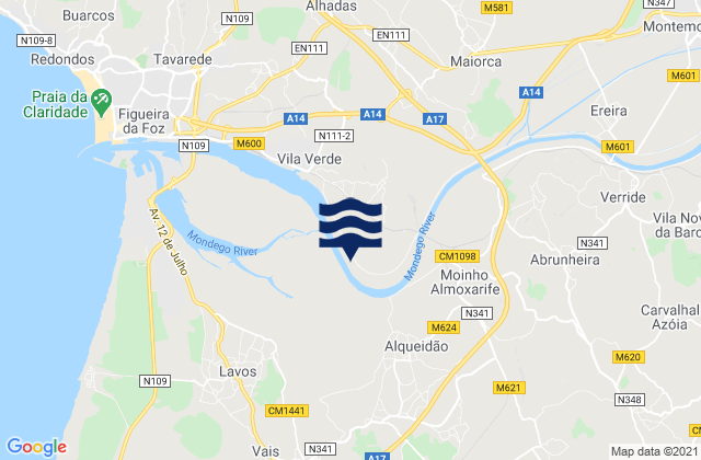 Mappa delle Getijden in Sanguessuga, Portugal