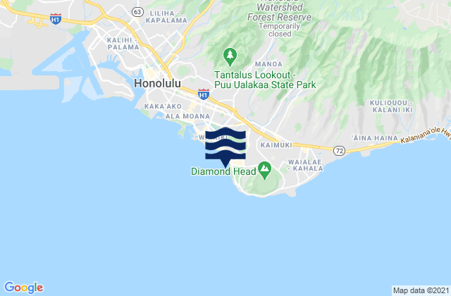 Mappa delle Getijden in Sans Souci Beach, United States