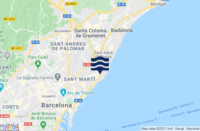 Mappa delle Getijden in Sant Andreu, Spain