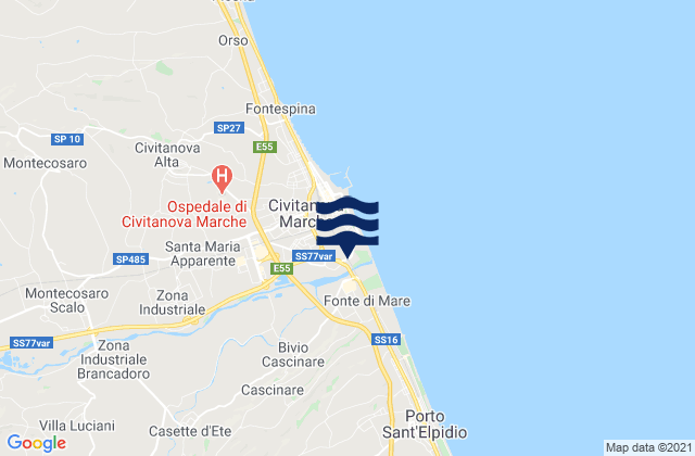 Mappa delle Getijden in Sant'Elpidio a Mare, Italy