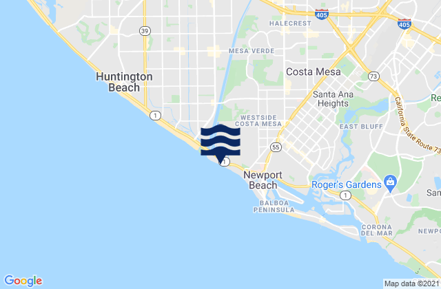 Mappa delle Getijden in Santa Ana River County Beach, United States