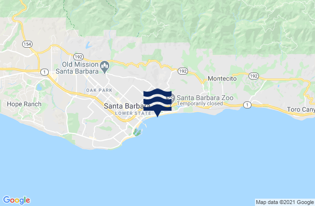 Mappa delle Getijden in Santa Barbara East Beach, United States