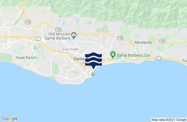 Mappa delle Getijden in Santa Barbara, United States
