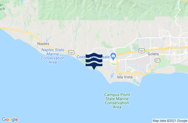 Mappa delle Getijden in Santa Barbara Shores County Park, United States