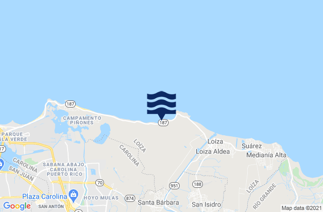 Mappa delle Getijden in Santa Barbara, Puerto Rico