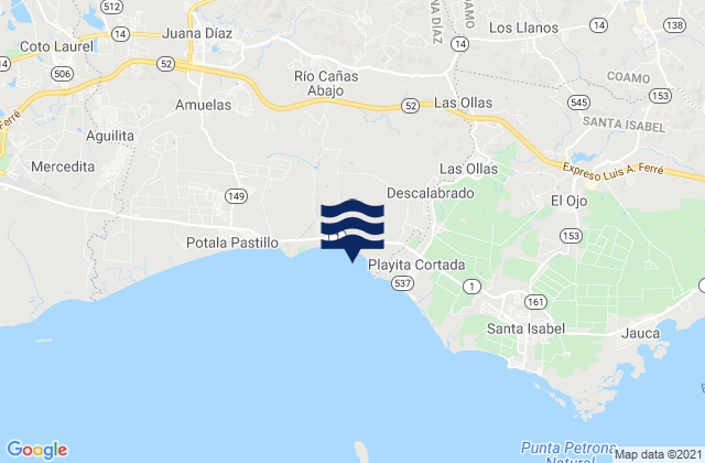 Mappa delle Getijden in Santa Catalina Barrio, Puerto Rico